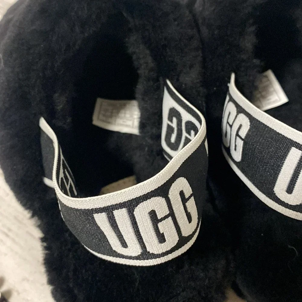 *Ugg Fluff Yeah Slide Black White Women's Size 7 - Picture 7 of 9